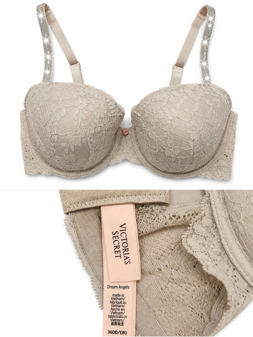 Victoria's Secret Dream Angels Lace Push-Up Bra in grey